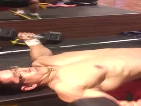 Super muscular korean bodybuilder chest training