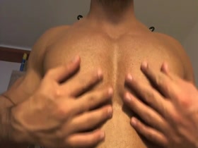 Flexing meaty pecs