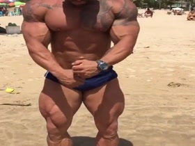 Bodybuilder on the beach